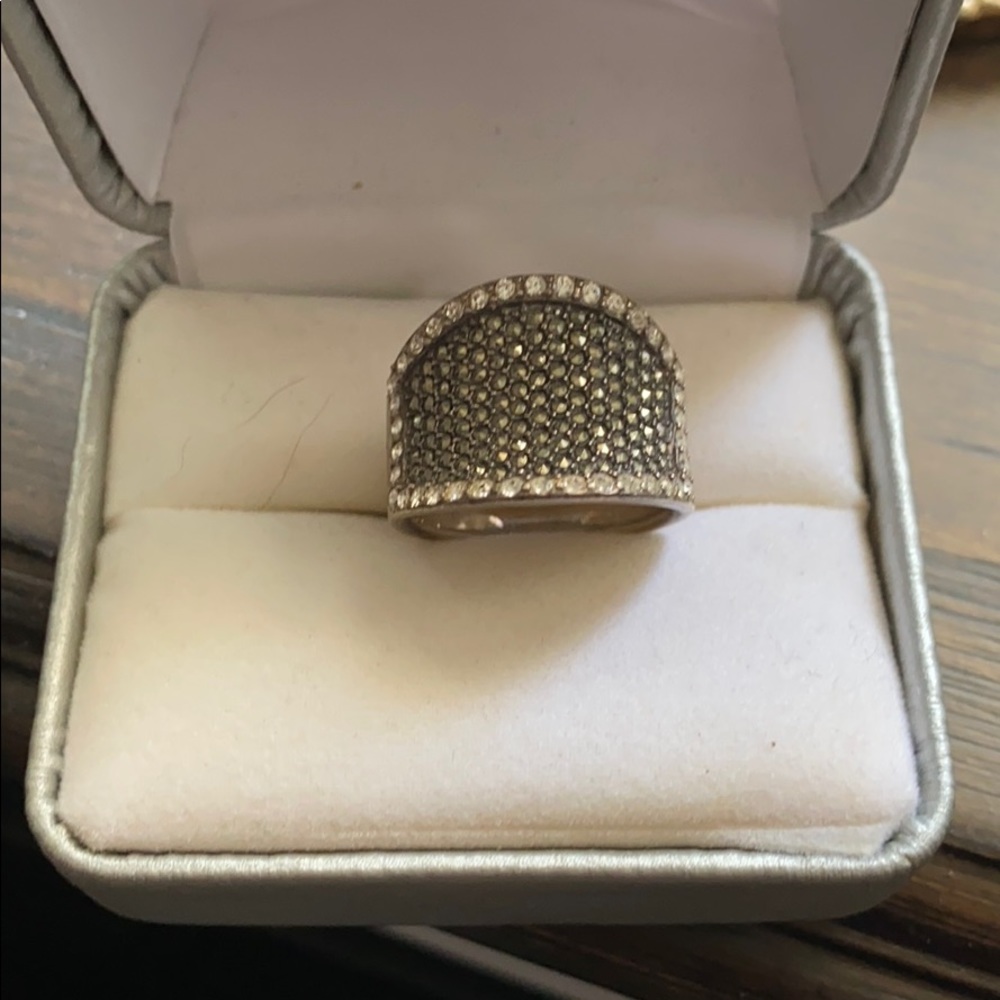 Light Black Crystal 925 Silver Ring